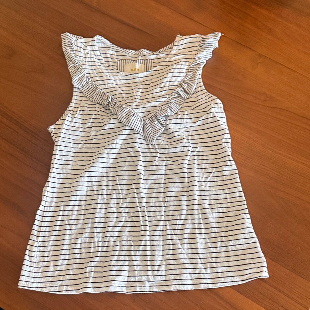 Maeve Black and White Striped Top